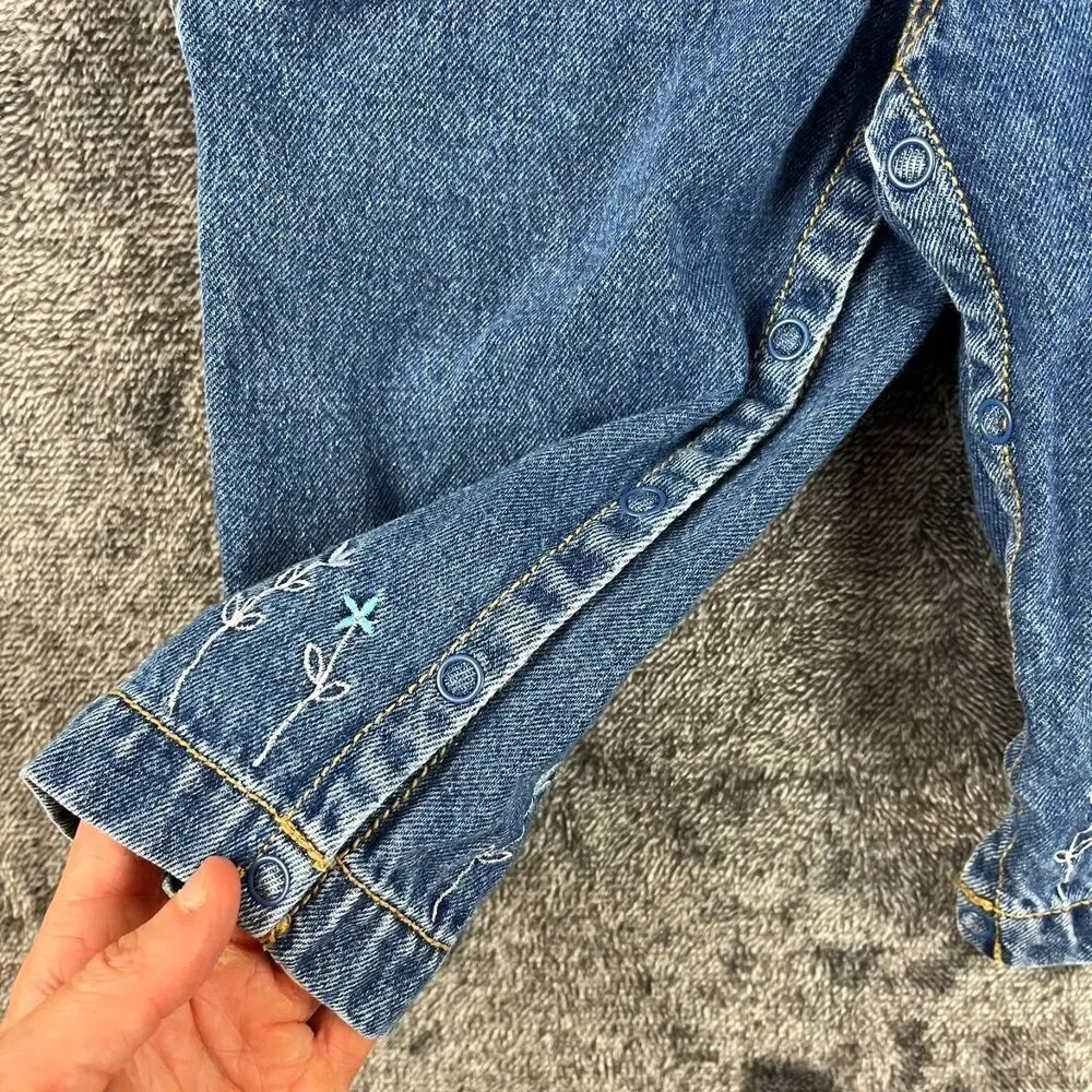 Vtg Gymboree Embroidered Denim Jean Overalls Girl XS 1-2 Years Rainbow Tag